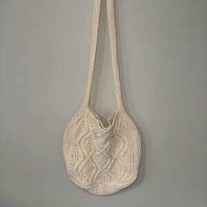 Cream Knit Shoulder Bag